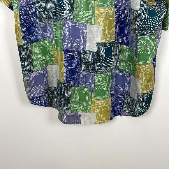 Perry Ellis Portfolio Silk Short Sleeve Button Down 1 Pocket Men Mulicolor Shirt - Picture 7 of 11